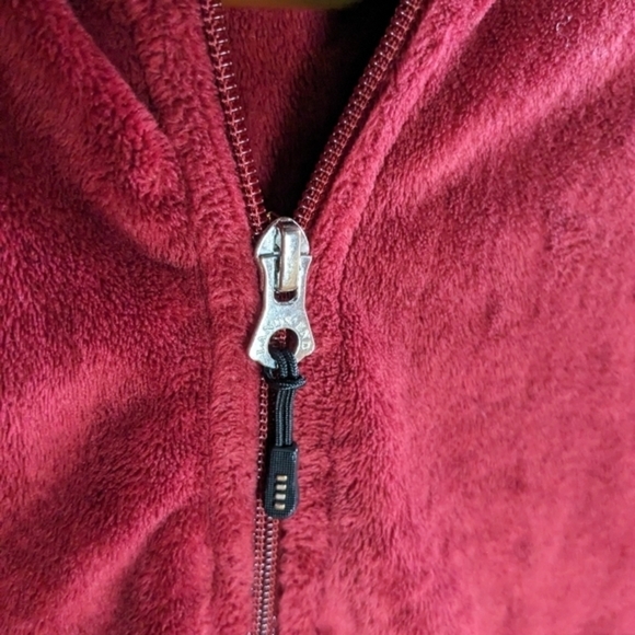 Lands' End Small Red Cozy Hooded Full Zip Sweater w/ Cinch Waist - Picture 3 of 10